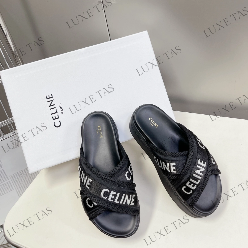 Seamless Look Block Slide In Mesh & Textile With C Jacquard - Designer Slides & Sandals for Women