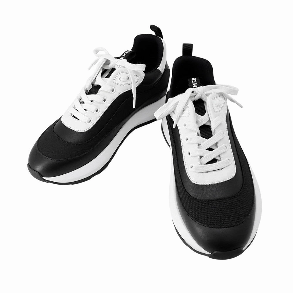 HERMES Sneakers??Gram?? Black/White Technical Fabric Calf Leather Size 41 Cool Streetwear Agile Fit