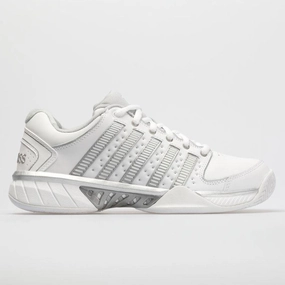 Travel Essential K-Swiss Hypercourt Express Leather Women's  White/Silver/Glacier Gray