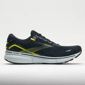 Brooks Ghost 15 Men's  Black/Ballad Blue/Sulphur running in a metal bridge area shoes