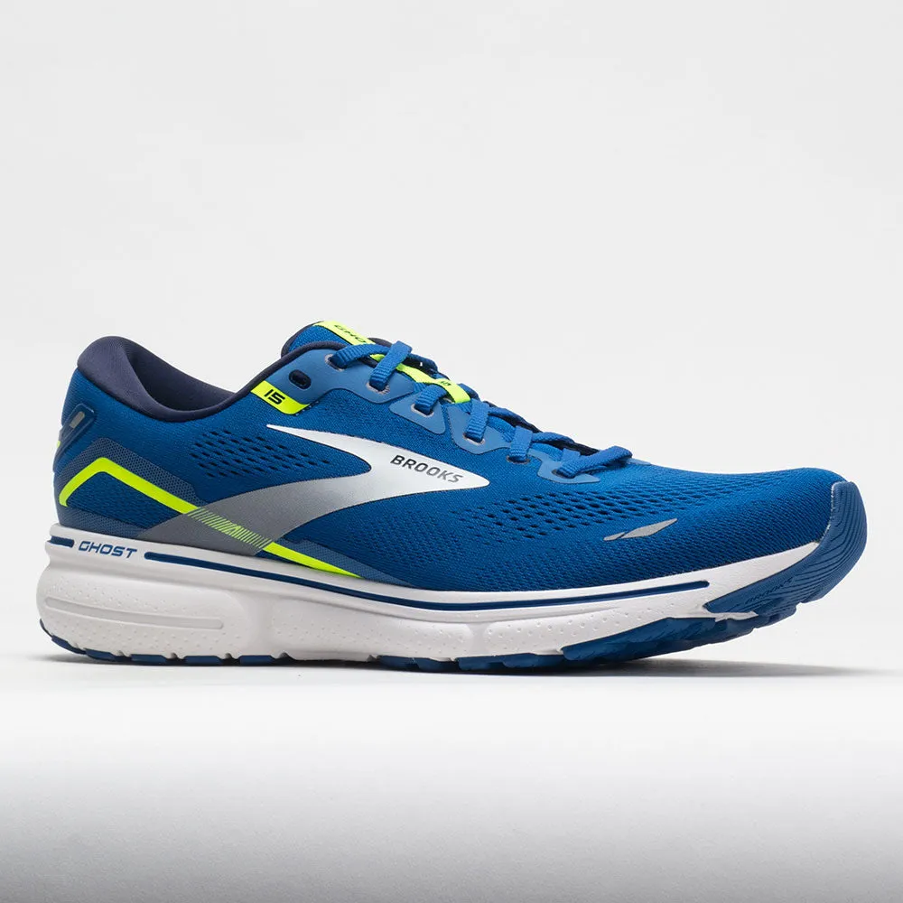 running during a foggy day Easy to Wear Brooks Ghost 15 Men's  Blue/Nightlife/White