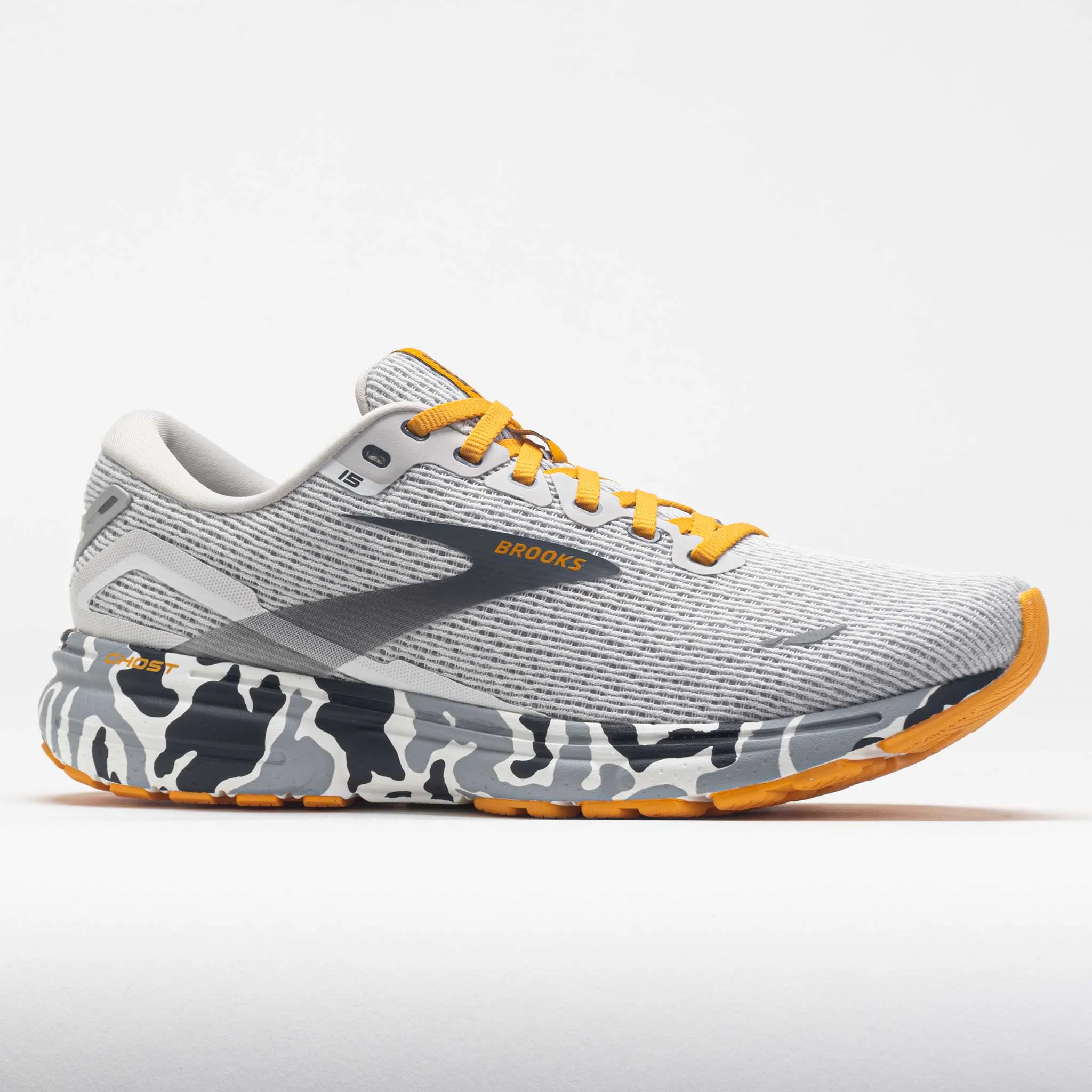 running cadence achievement Brooks Ghost 15 Men's  Camo Blanc/Gray/Sunflower