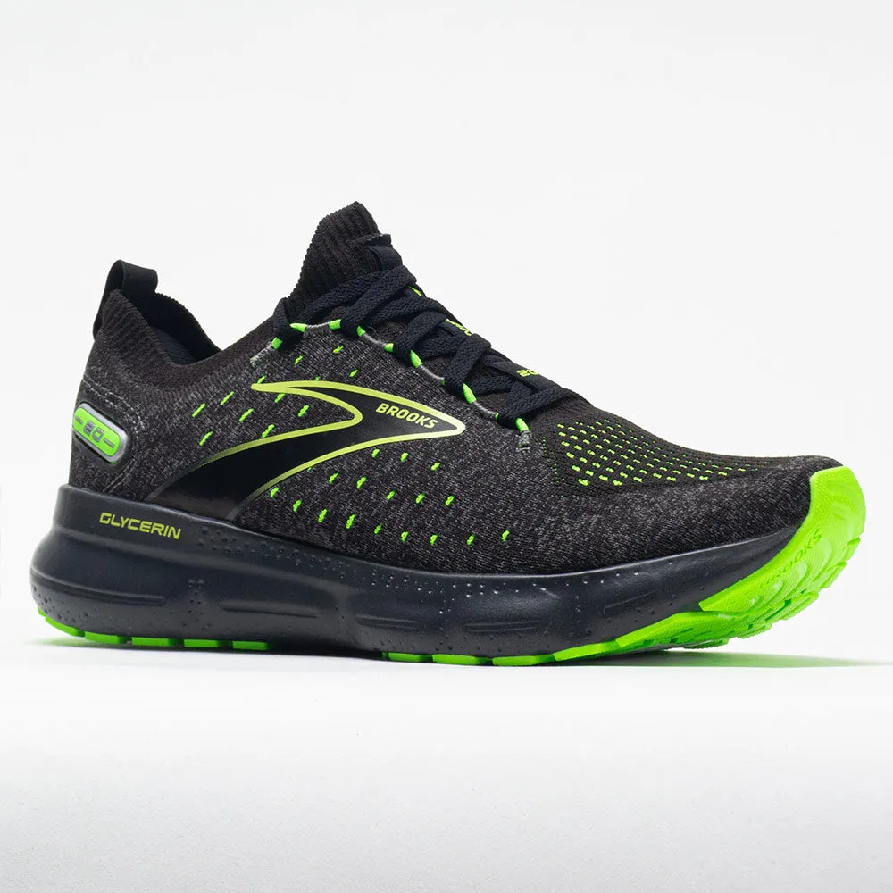 short - distance run low - intensity running shoes Brooks Glycerin StealthFit 20 Men's  Black/Peral/Green Gecko