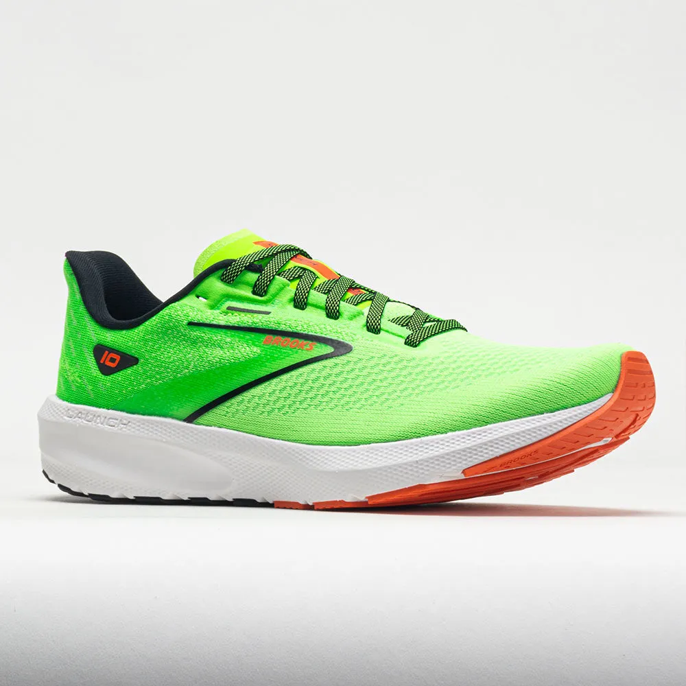 Brooks Launch 10 Men's  Green Gecko/Red Orange/White triple - strap shoes