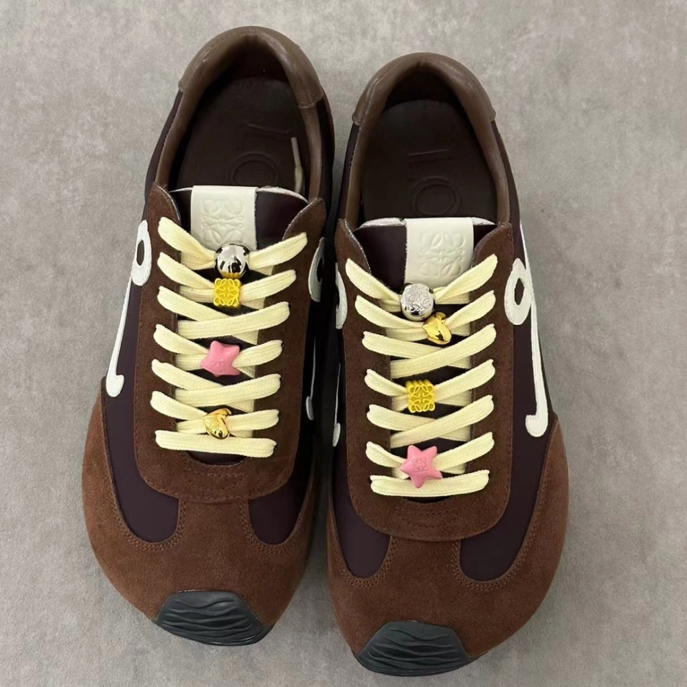 Brown Ballet Runner 2.0 In Nylon And Calfskin Designer Sneakers for Men and Women Durable Reinforcement