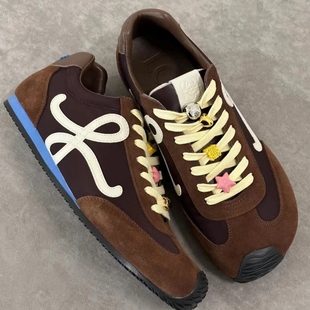 Soft Balance Elastic Sling Brown Ballet Runner 2.0 In Nylon And Calfskin Designer Sneakers for Men and Women