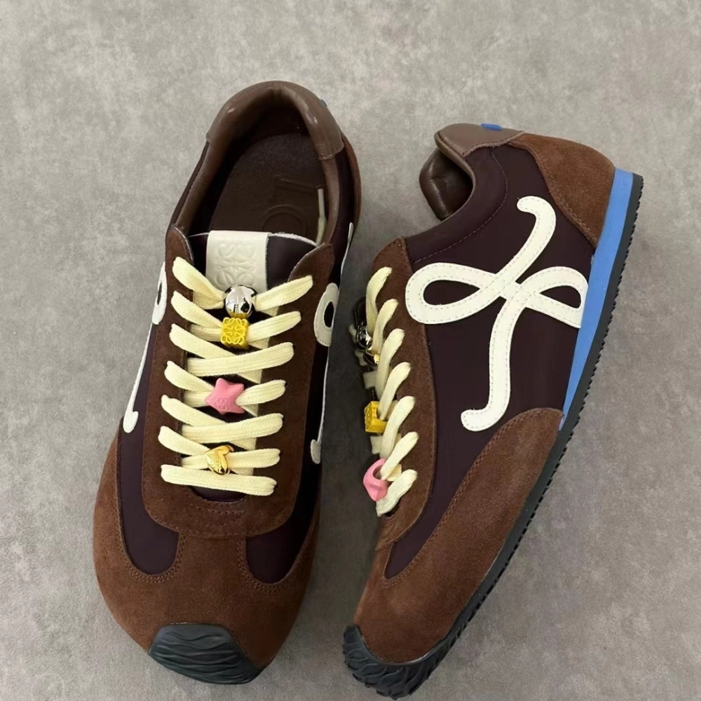 Gym Casual Brown Ballet Runner 2.0 In Nylon And Calfskin Designer Sneakers for Men and Women