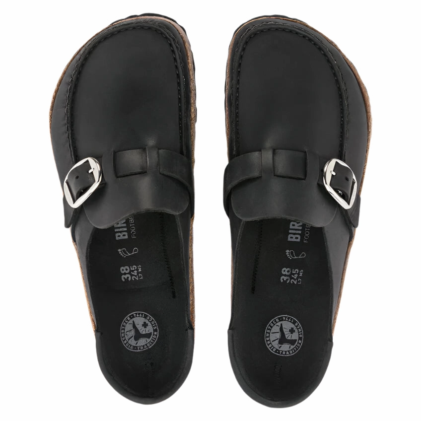 Gentle Comfort Slides Buckley Oiled Leather Black Narrow