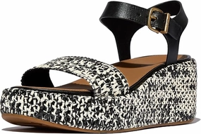 FitFlop Women's Platfforms Woven Wedge Ankle-Strap Sandals Quick Dry Material Minimal Cool