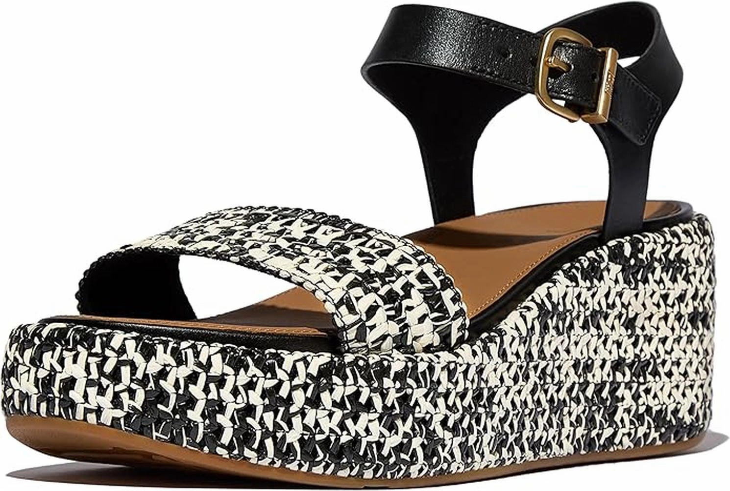 FitFlop Women's Platfforms Woven Wedge Ankle-Strap Sandals Quick Dry Material Minimal Cool