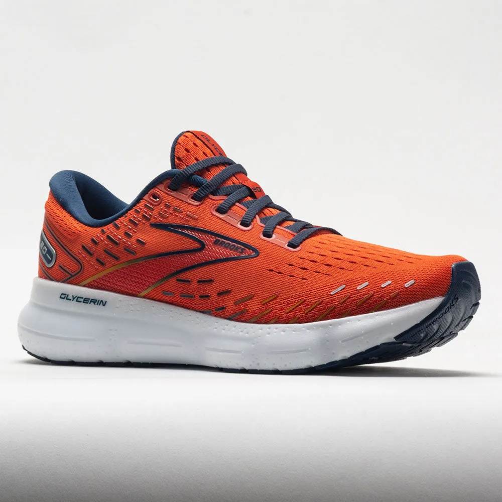 Brooks Glycerin 20 Men's  Orange/Titan/Flame sprint training running in a kelp forest area shoes