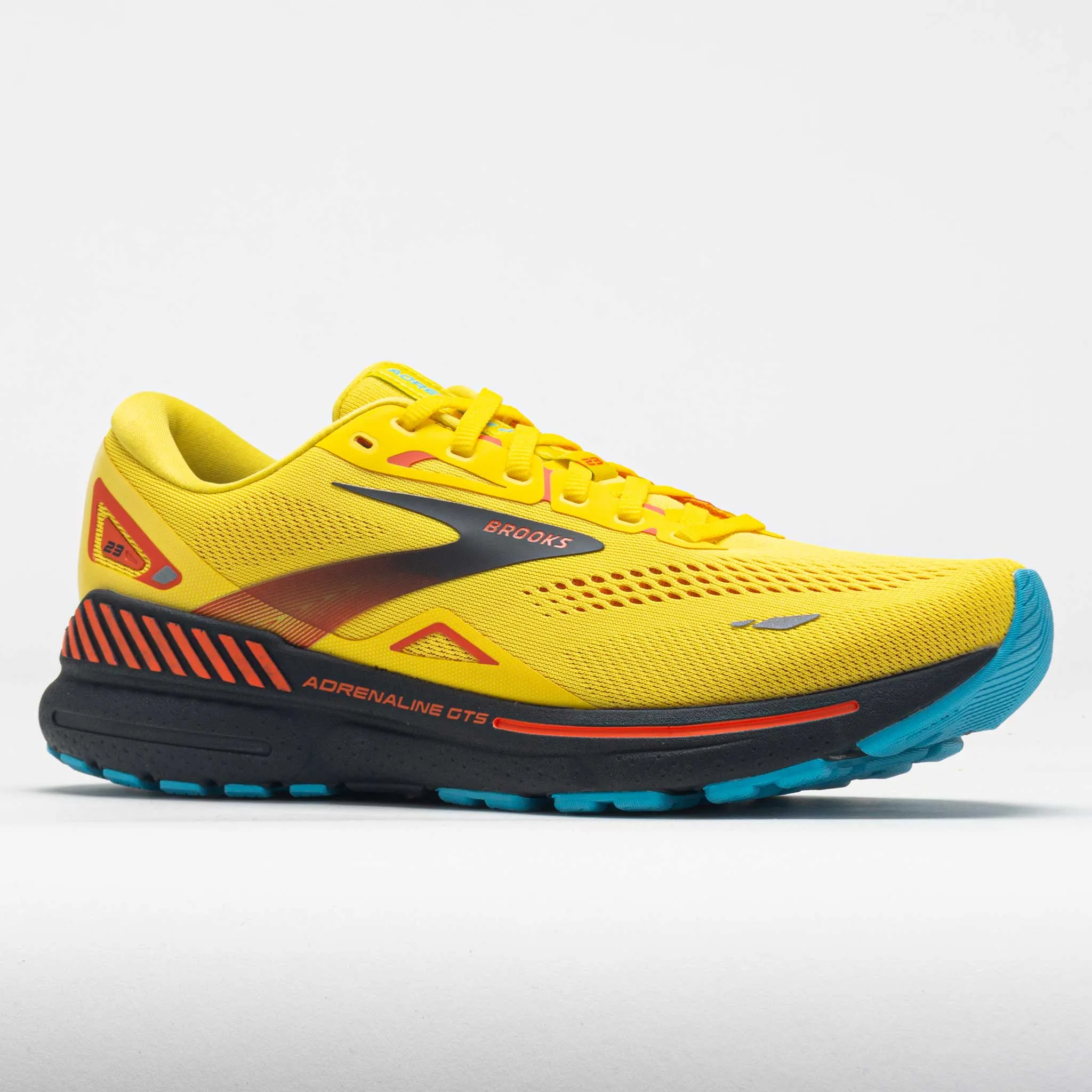 Brooks Adrenaline GTS 23 Men's  Yellow/Foraged Iron/Orange leather upper durability