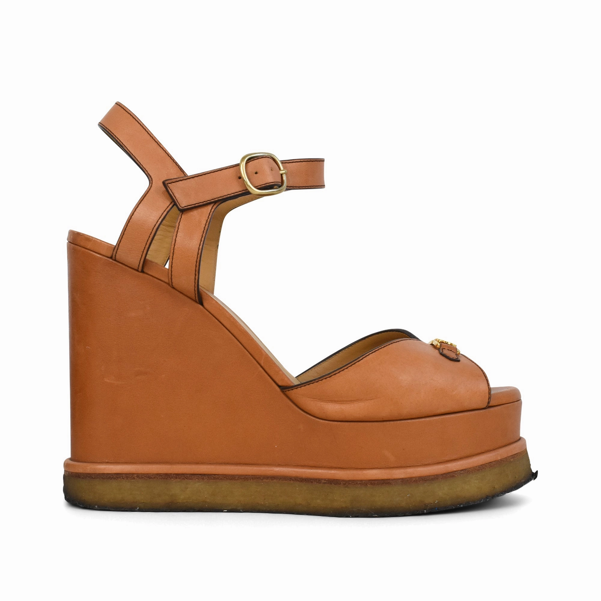 Leisure Vibe Leopard Touch Celine 'Triomphe' Wedge Sandals - Women's 39