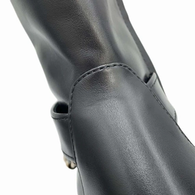 High   Performance Leopard Tone CHANEL chain long boots BlackG39171 Leather