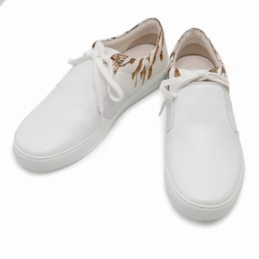 CHANEL Slip-on Sneakers WhiteG31747 Leather Canvas Size 43 Layered Look Fashion Comfort