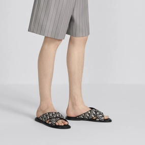 Beige and Black Oblique Jacquard D Alias Sandal Designer Slides & Sandals for Men Versatile Walking Shoes Sporty Sandals