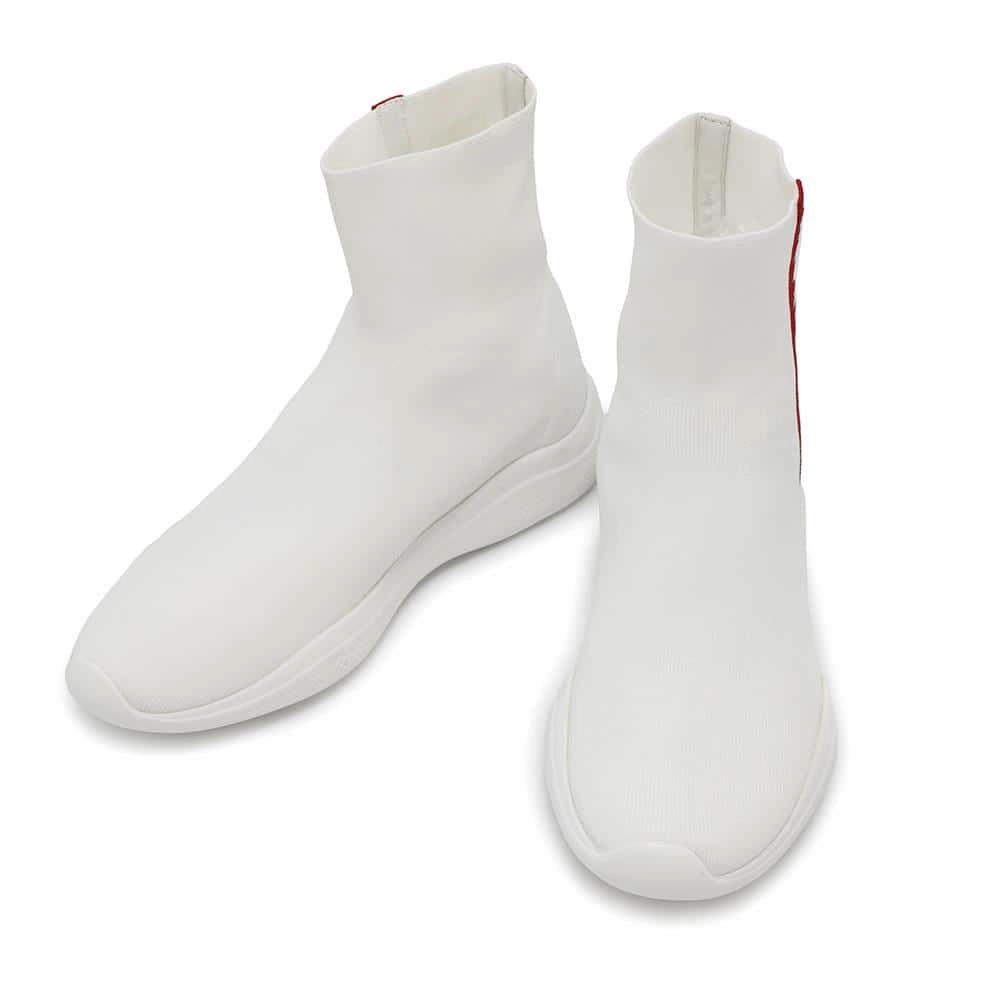 Sport Fanatic City Hustle PRADA Prada Sports Socks Sneakers White/Red3T6424 Knit Rubber Size 36 1/2