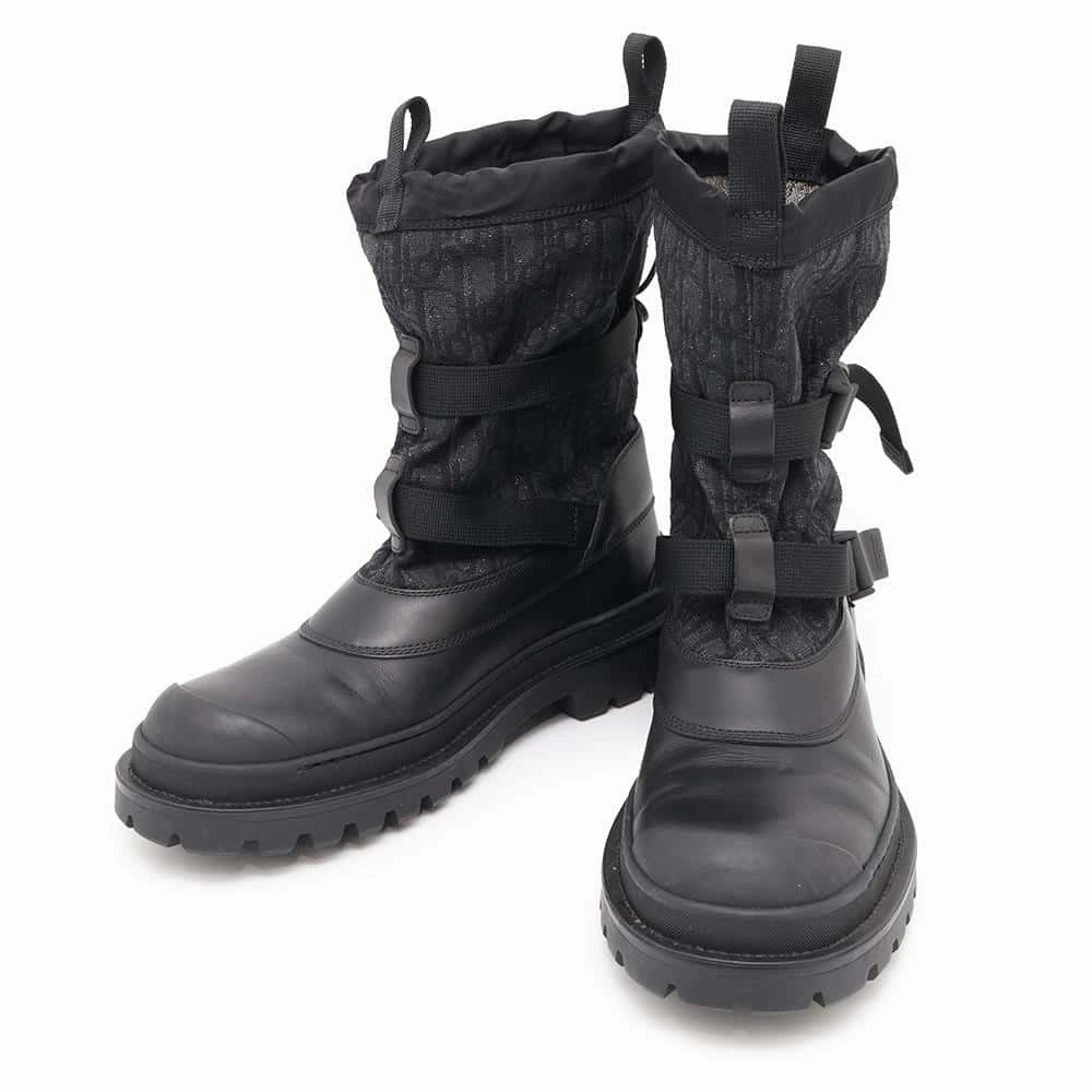 Noise free Hiking Comfort Dior ExplorerStrapBoots Black3BO232ZBR Leather Canvas Size 42