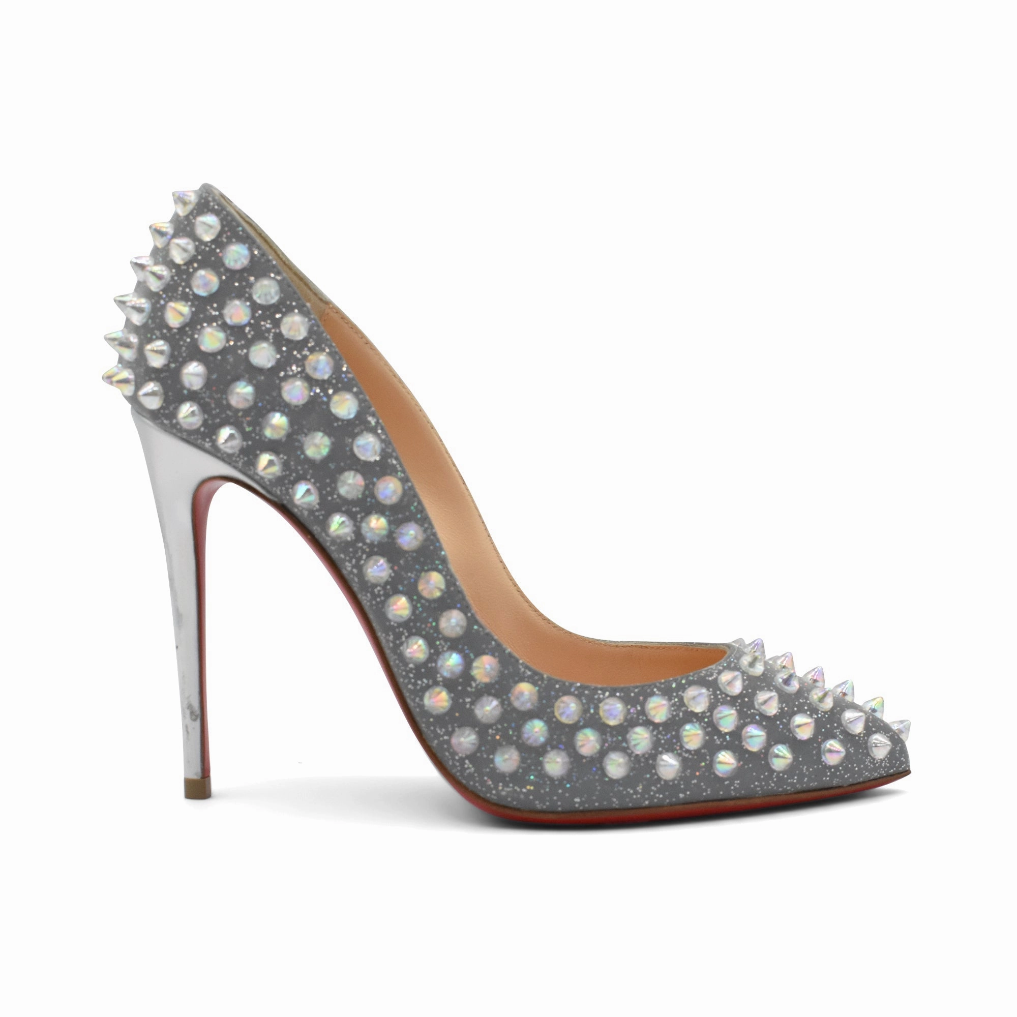 Christian Louboutin 'Follies Studs' Heels - Women's 35 Cold Ready Gold Shine
