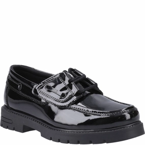 Hush Puppies Lucy Patent Junior School Shoes Fast Step