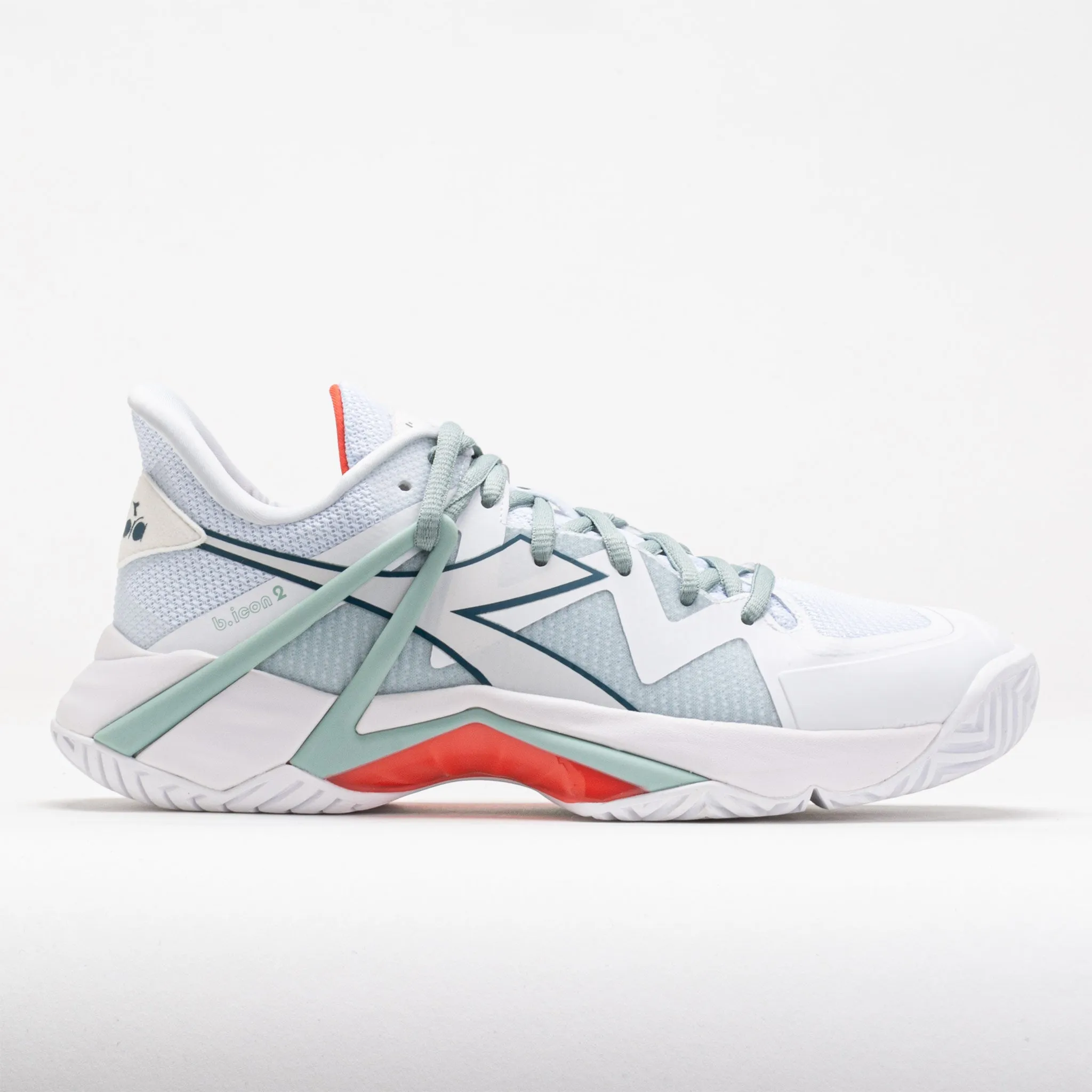 Diadora B.Icon 2 AG Women's  White/Surf Spray/Legion Blue running during a thunderstorm