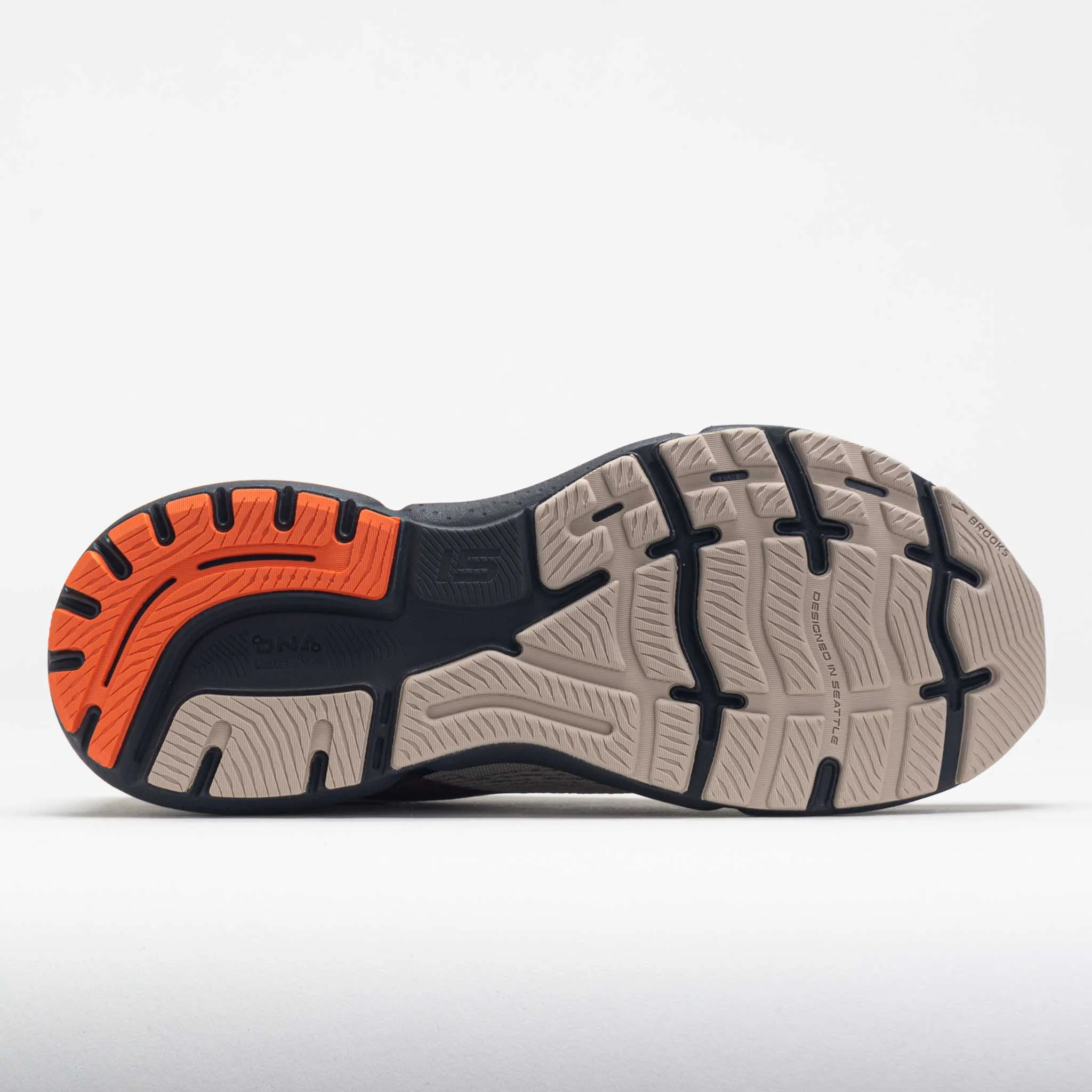 Brooks Ghost 15 Men's  White Sand/Red Orange/Blue Supportive straps Comfort Lining