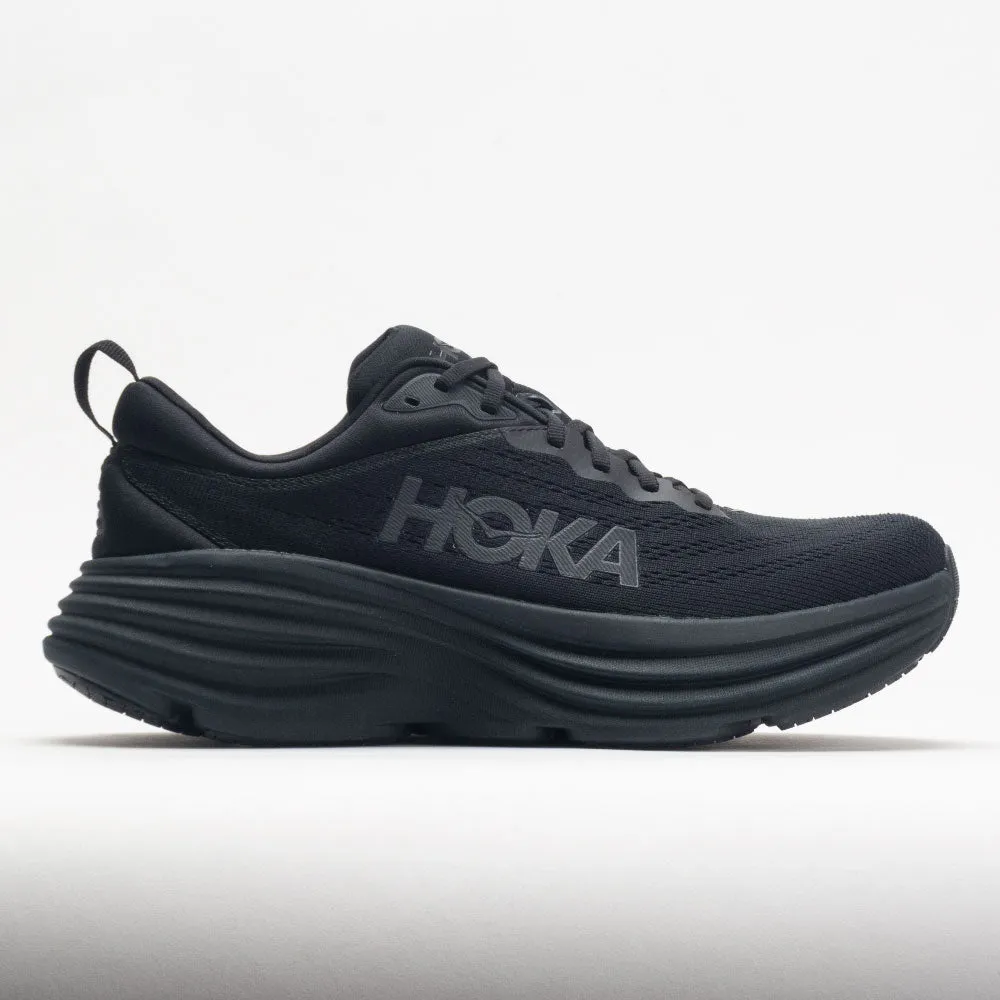 HOKA Bondi 8 Men's  Black/Black responsive midsole shoes night - running shoes