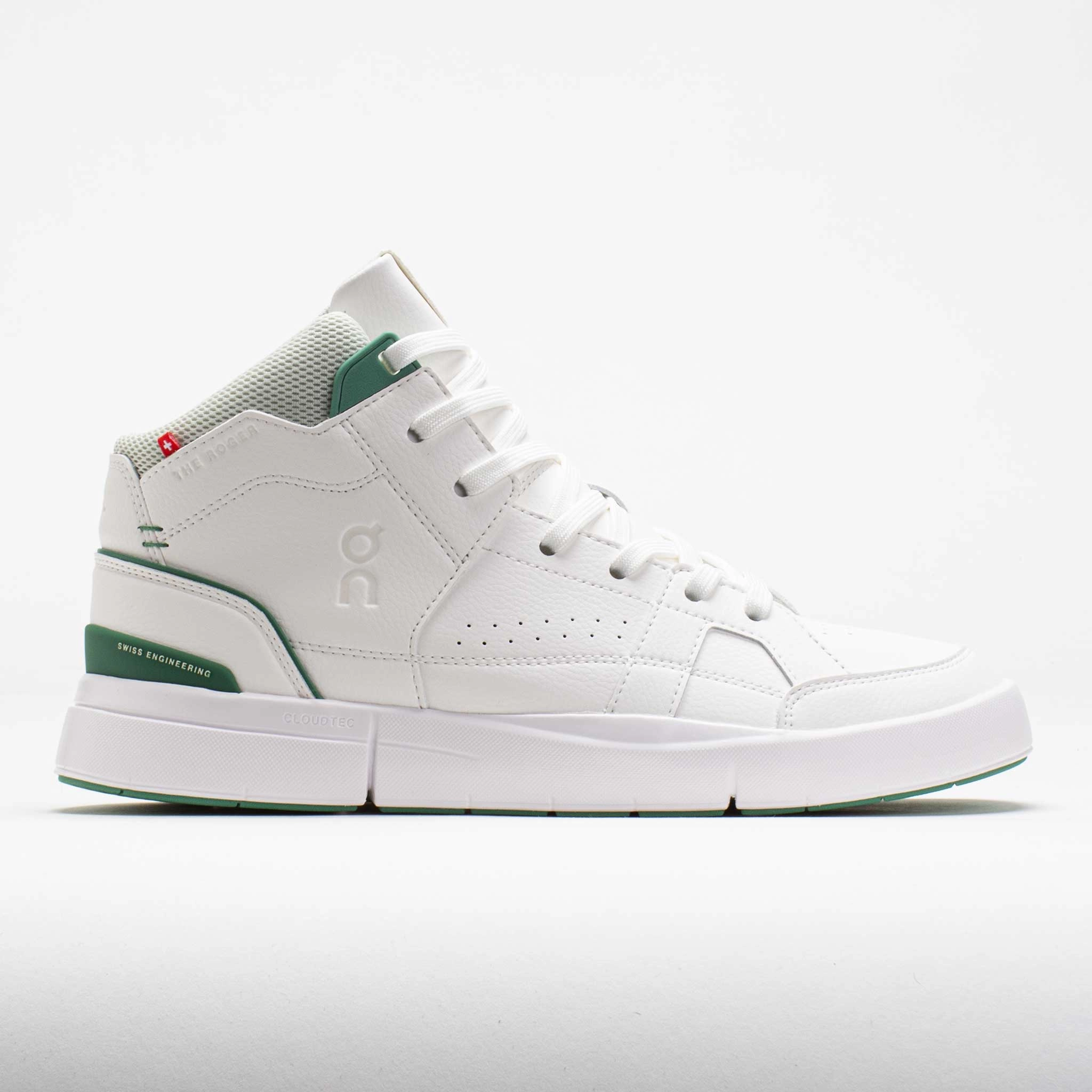 On The Roger Clubhouse Mid 2 Men's  White/Green Smooth Insole zipper shoes
