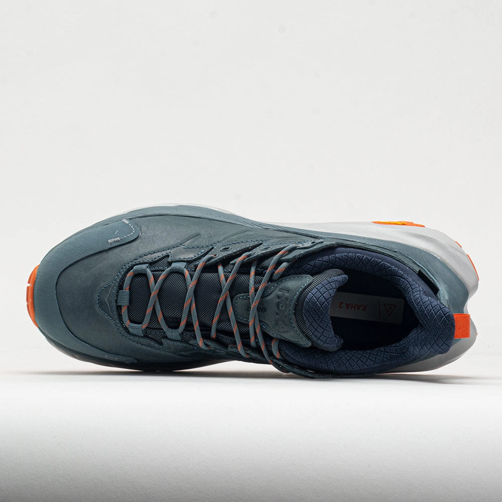 HOKA Kaha 2 Low GTX Men's  Goblin Blue/Harbor Mist running with a gum rubber outsole