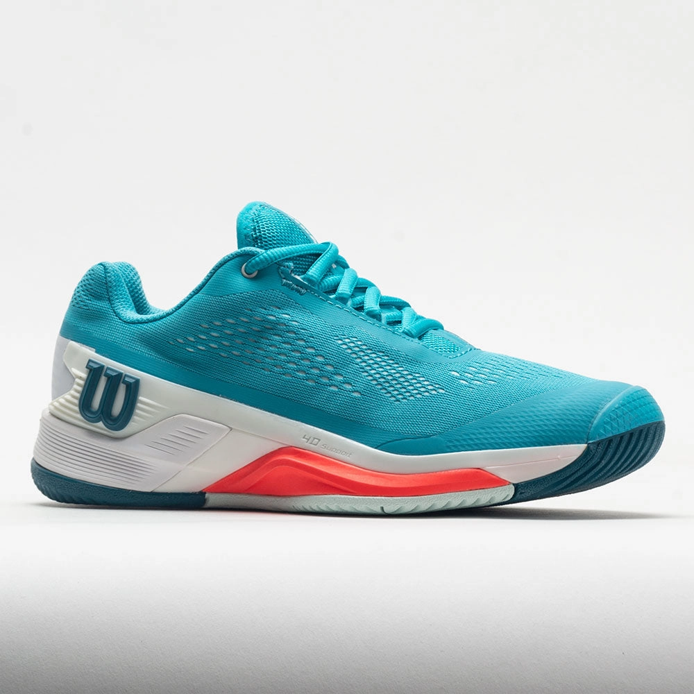 Wilson Rush Pro 4.0 Women's  Scuba Blue/White/Fiery Coral adventure running shoes nature - themed running wear