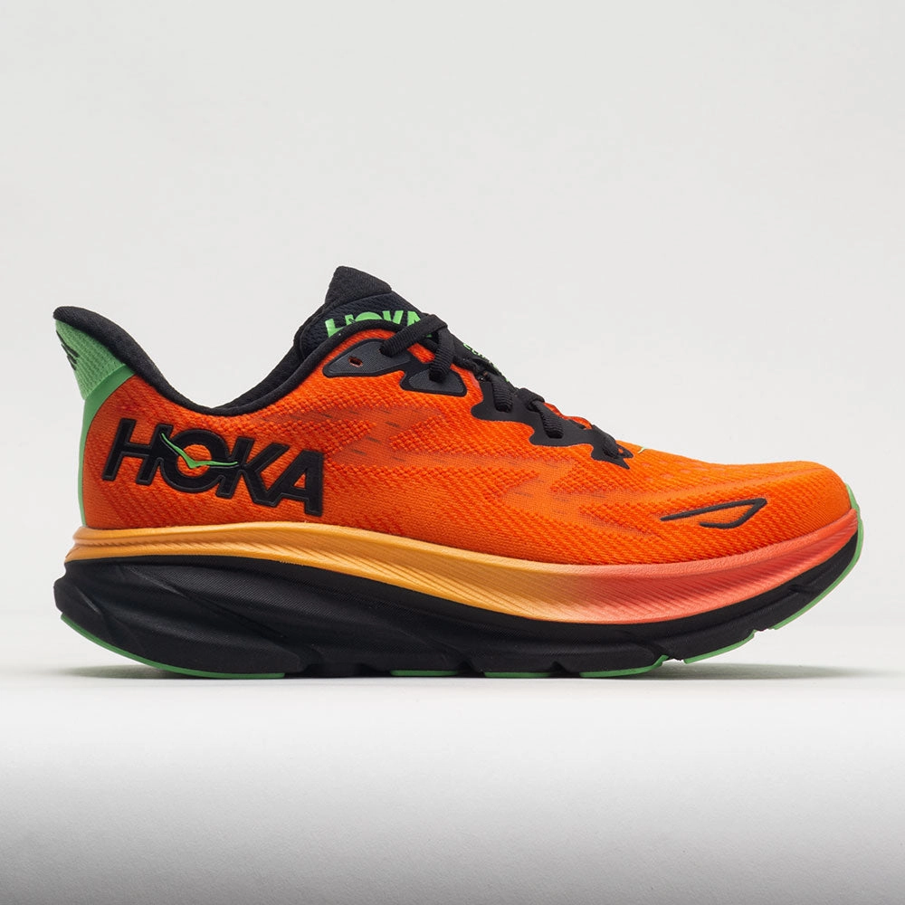 flexible outsole running shoes HOKA Clifton 9 Men's  Flame/Vibrant Orange
