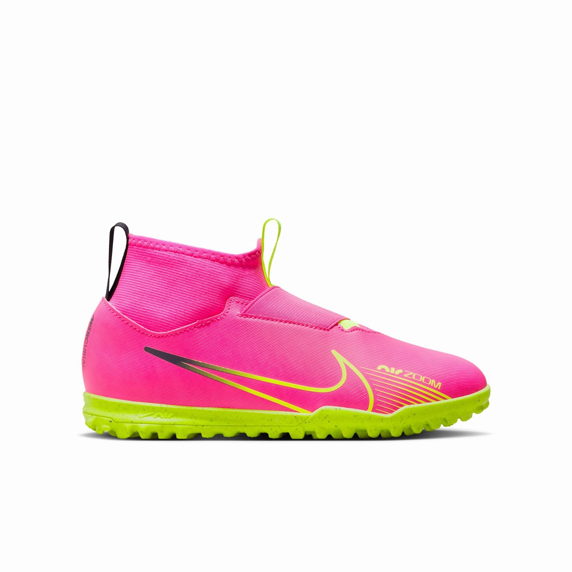 Abrasion resistant Team Fit Nike Junior Zoom Superfly 9 Academy Turf Cleats - Pink Blast/ Volt Gridiron