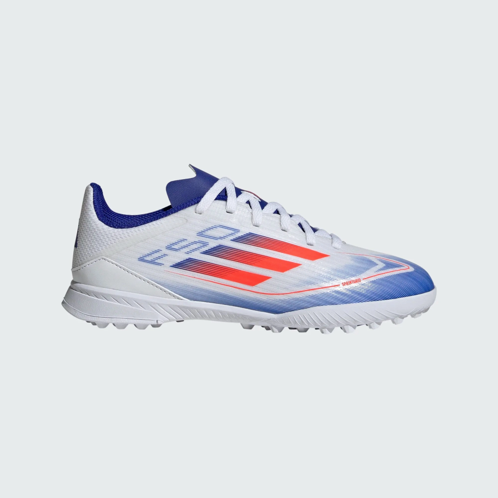 adidas F50 League TF Turf Junior- FTWWHT/SOLRED/LUCBLU Sharp Shift Motion Stability