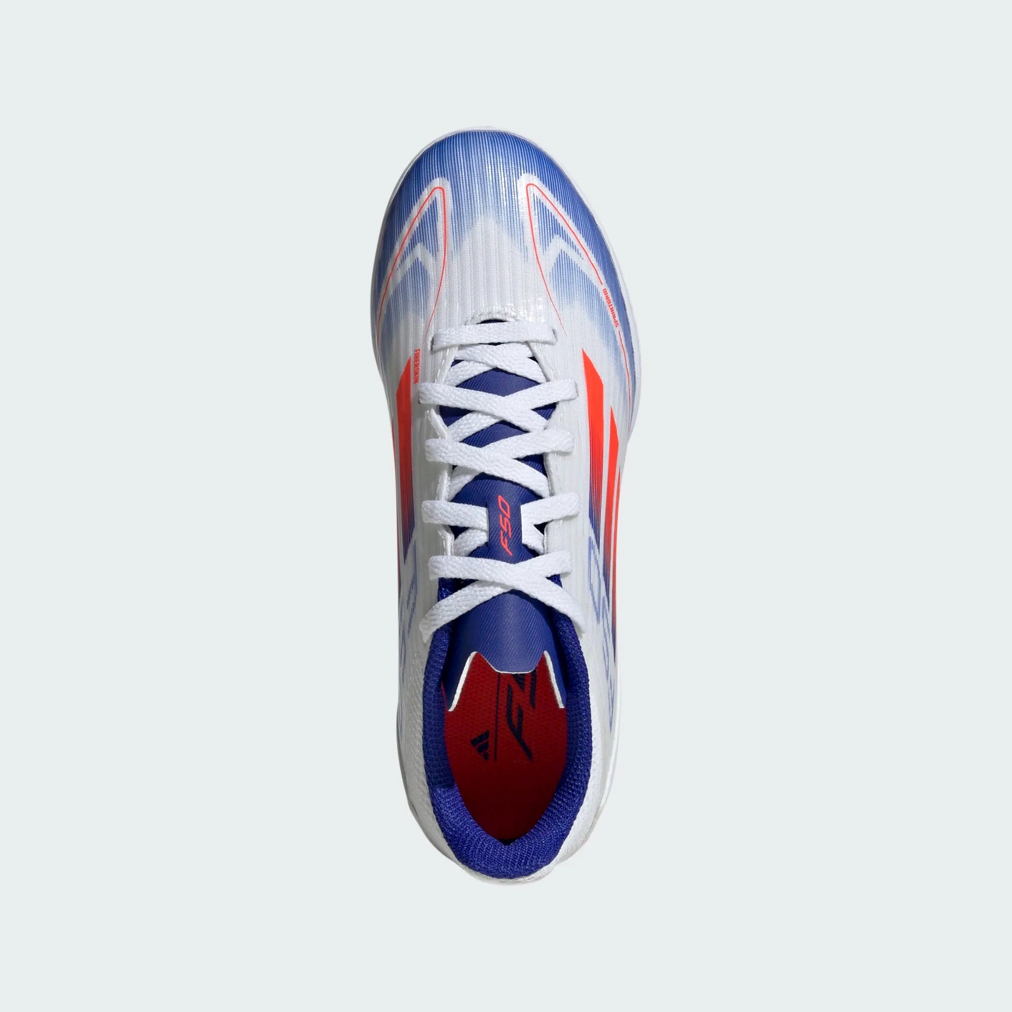 adidas F50 League TF Turf Junior- FTWWHT/SOLRED/LUCBLU Dynamic Step Touch control