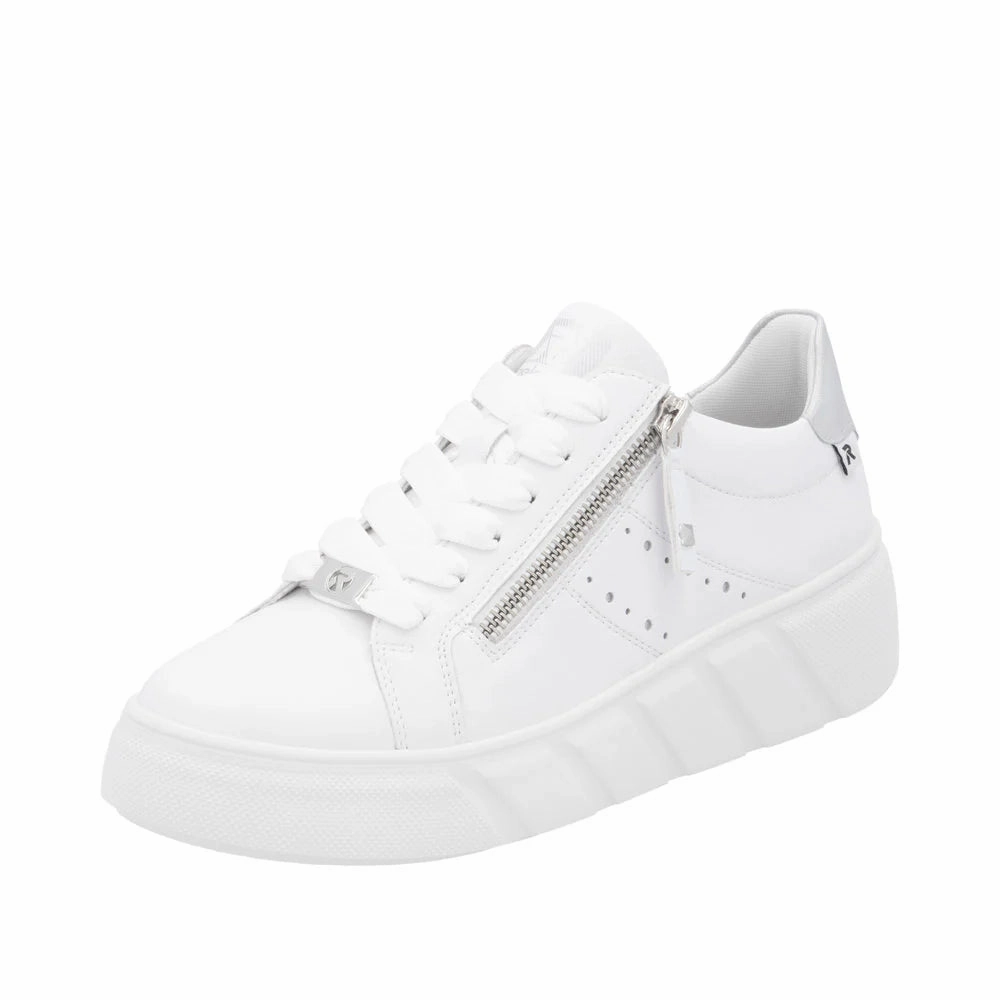 W2605-80 White Sneaker Lace/Zip Style focused