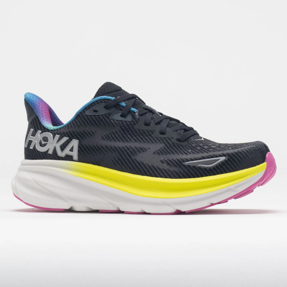 HOKA Clifton 9 Men's  Black/All Aboard rainy day running shoes ground - feel shoes