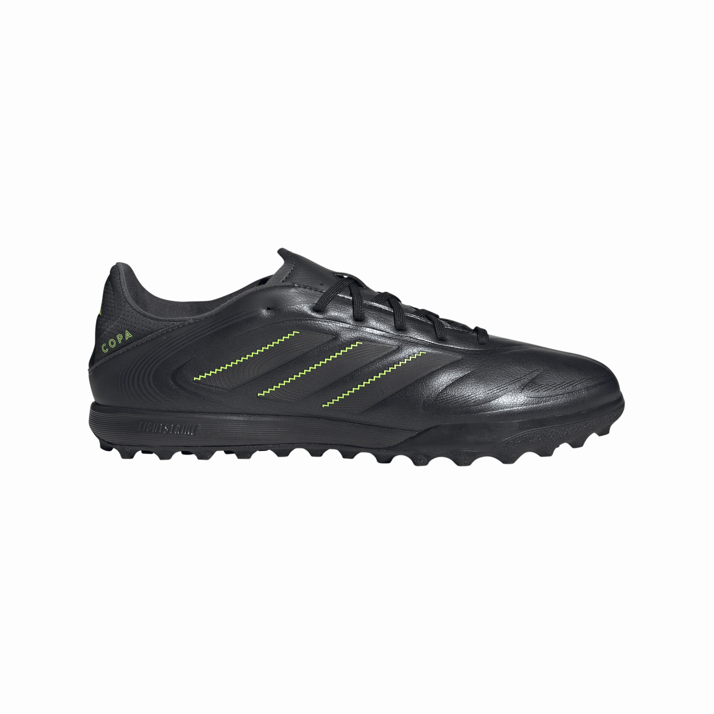 Copa Pure lll League TF Turf Soccer Shoes - Core Black/Carbon/Lucid Lemon street soccer Stretch Collar