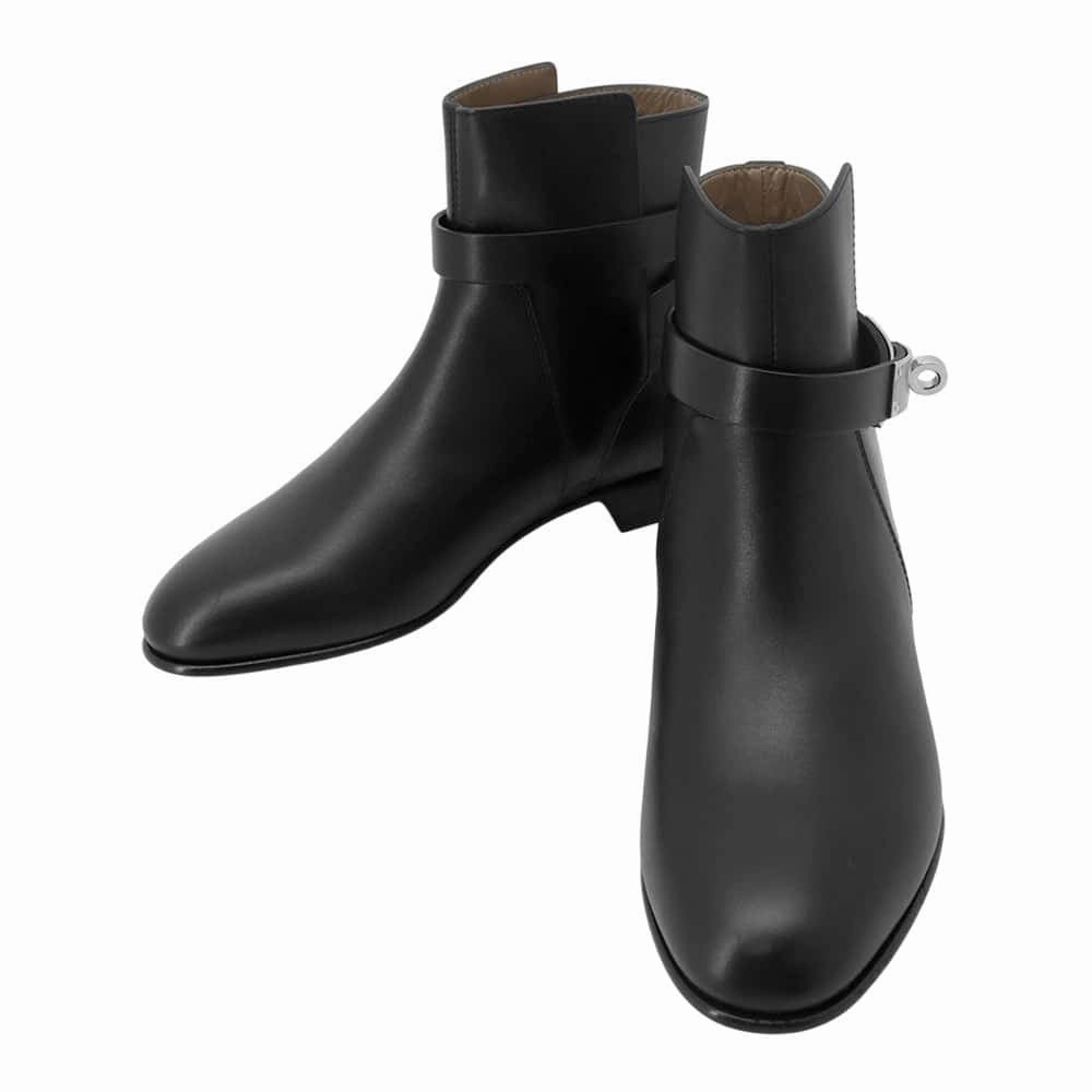 Cushion Collar Comfortable compression HERMES Short boots ??Neo?? BlackH162133Z Leather Size 34