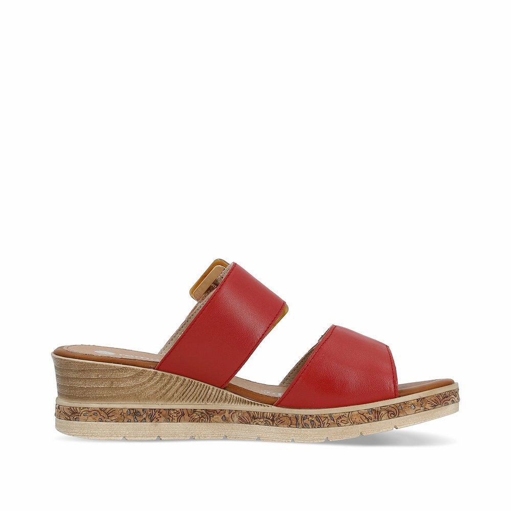D3068-33 Two Strap Slide Red Fashionable Open-toe Sandals Daily Basic