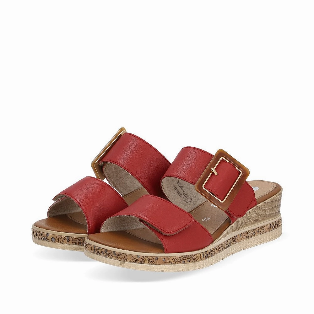 Comfortable Travel D3068-33 Two Strap Slide Red