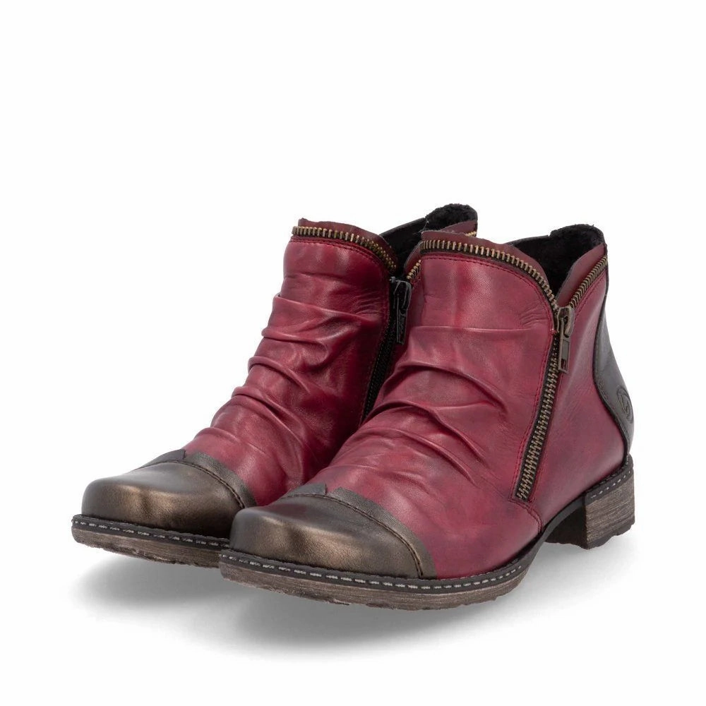 Anti Odor Technology Stylish D4380-35 Ankle Side Zip Wine Multi