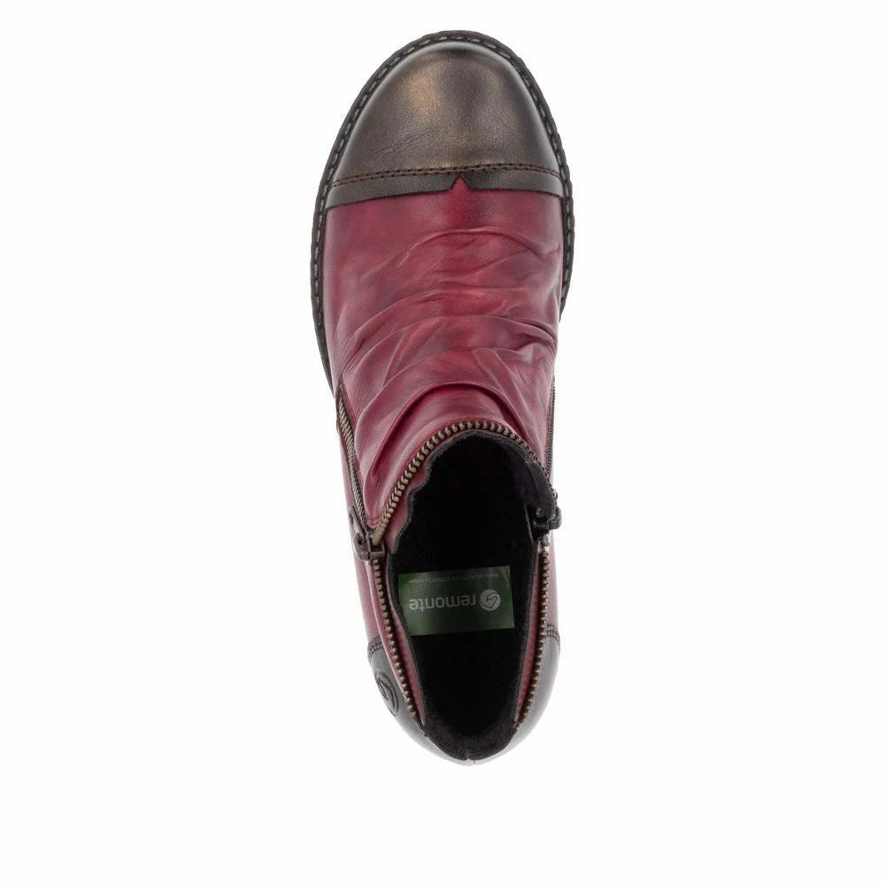 D4380-35 Ankle Side Zip Wine Multi Elastic Goring