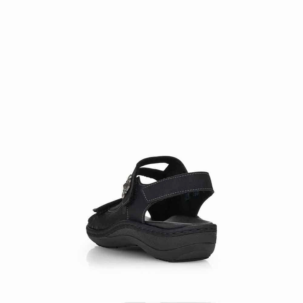 D7647-01 Black Leather Breathable Sandals
