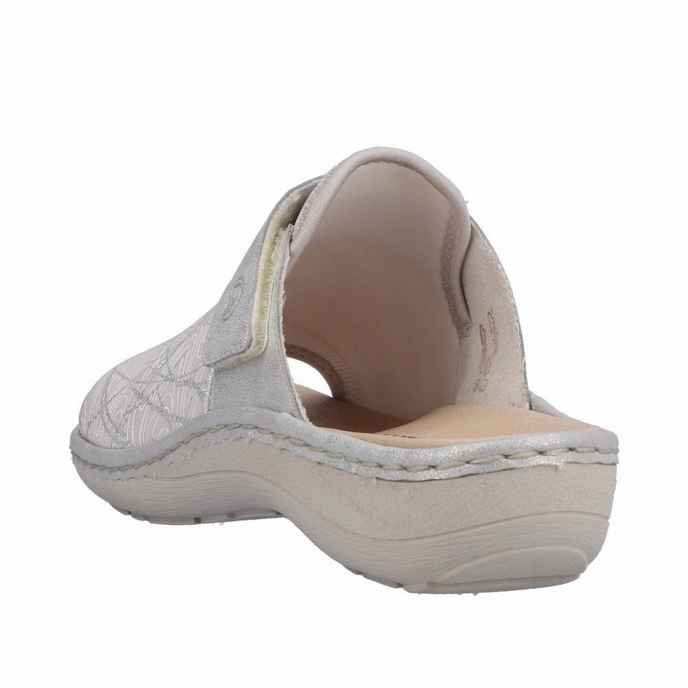 D7664-40 White Metallic Slide Comfortable Travel Sandals