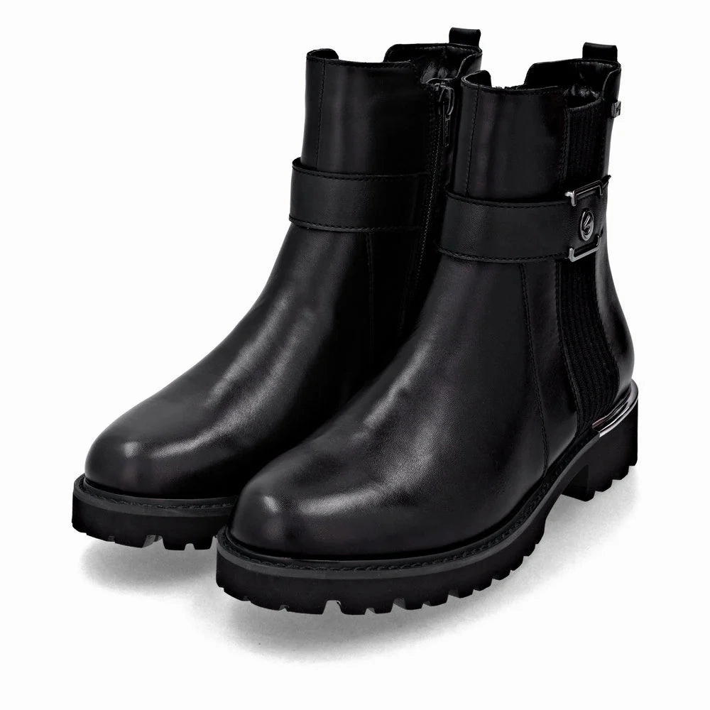 Casual Day Easy Fit D8654-00 Black Ankle Side Zip Buckle RTex