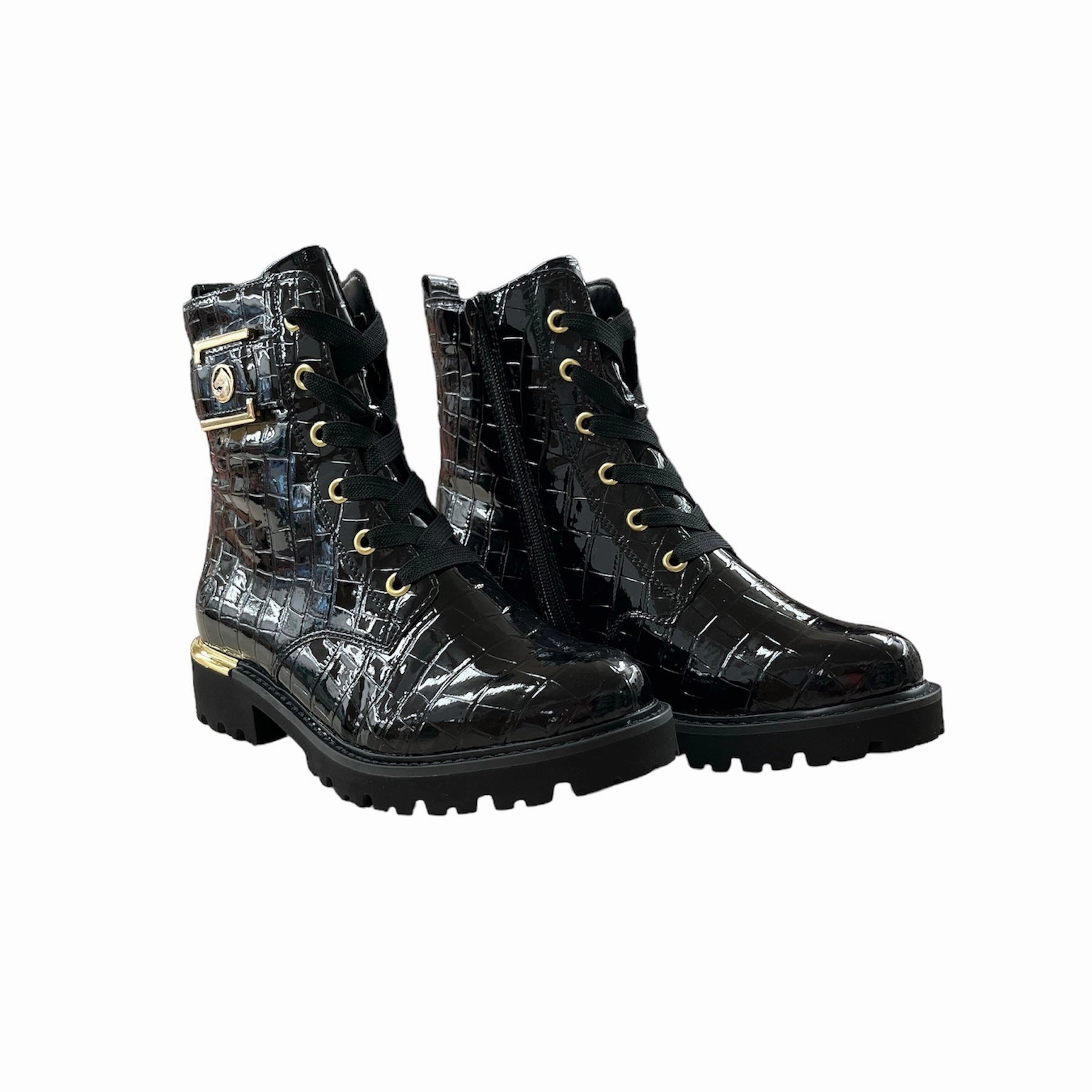 Trendy Protection D8683-00 Elizabeth Hurley Lace/Zip Black Patent