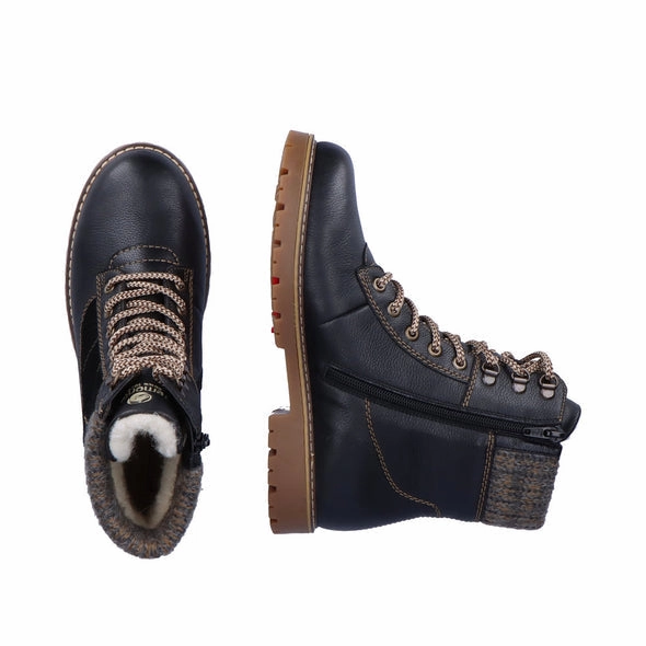 All-Purpose Footwear D9378-00 Black Ankle Lace Knit Cuff RTex