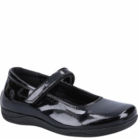 Hush Puppies Aria Patent Senior School Shoes Wide Step