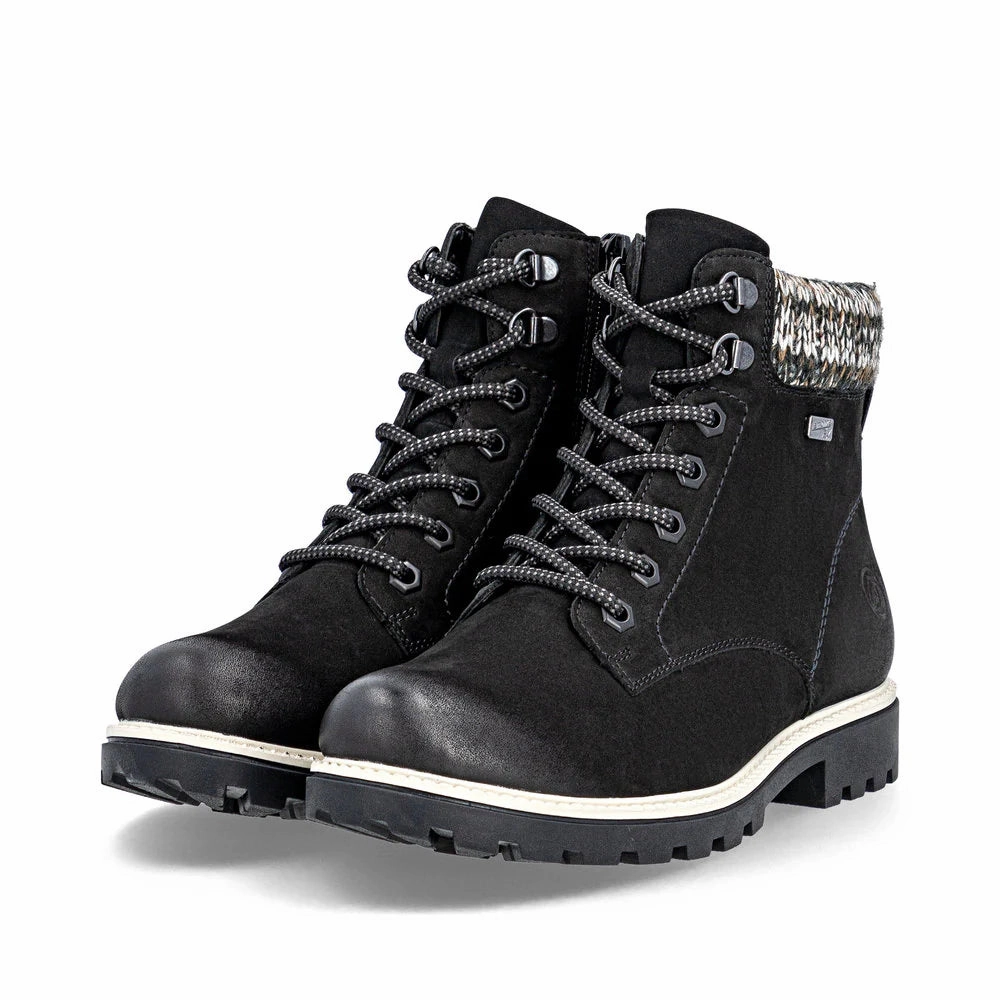 D8487-03 Black Knit Cuff Lace/Zip RTex Metallic Edge ReinforcedToe