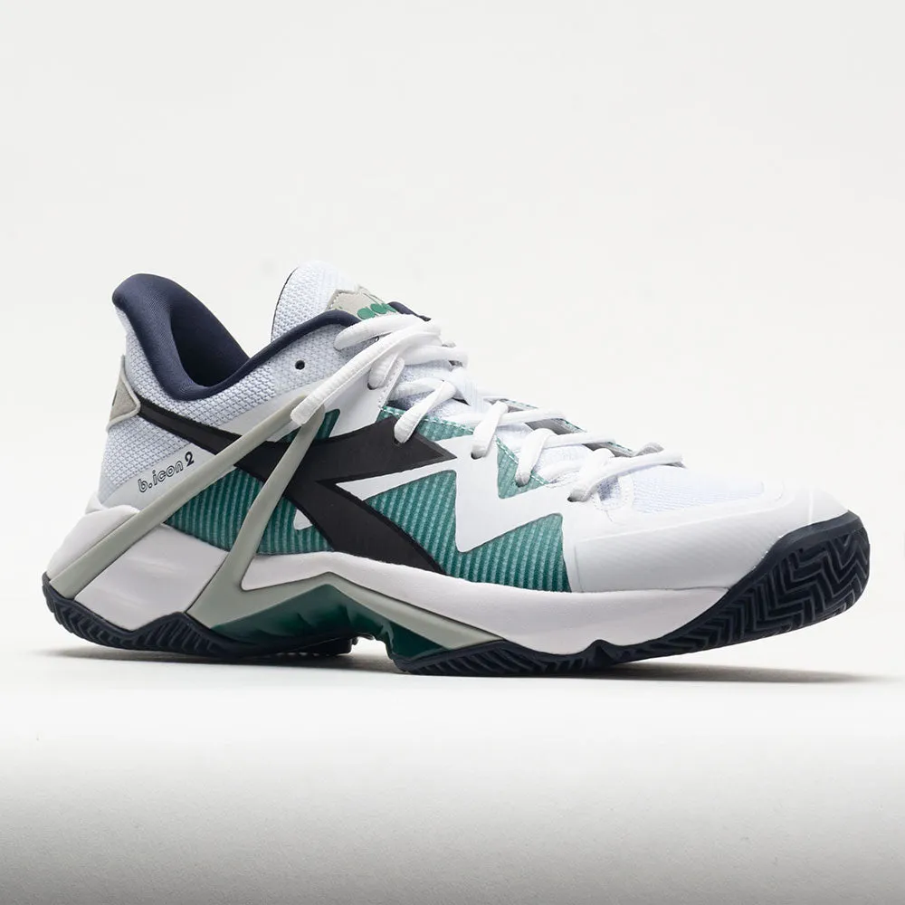 Diadora B.Icon 2 Clay Men's  White/Black/Blue Corsair running in a playground shoes